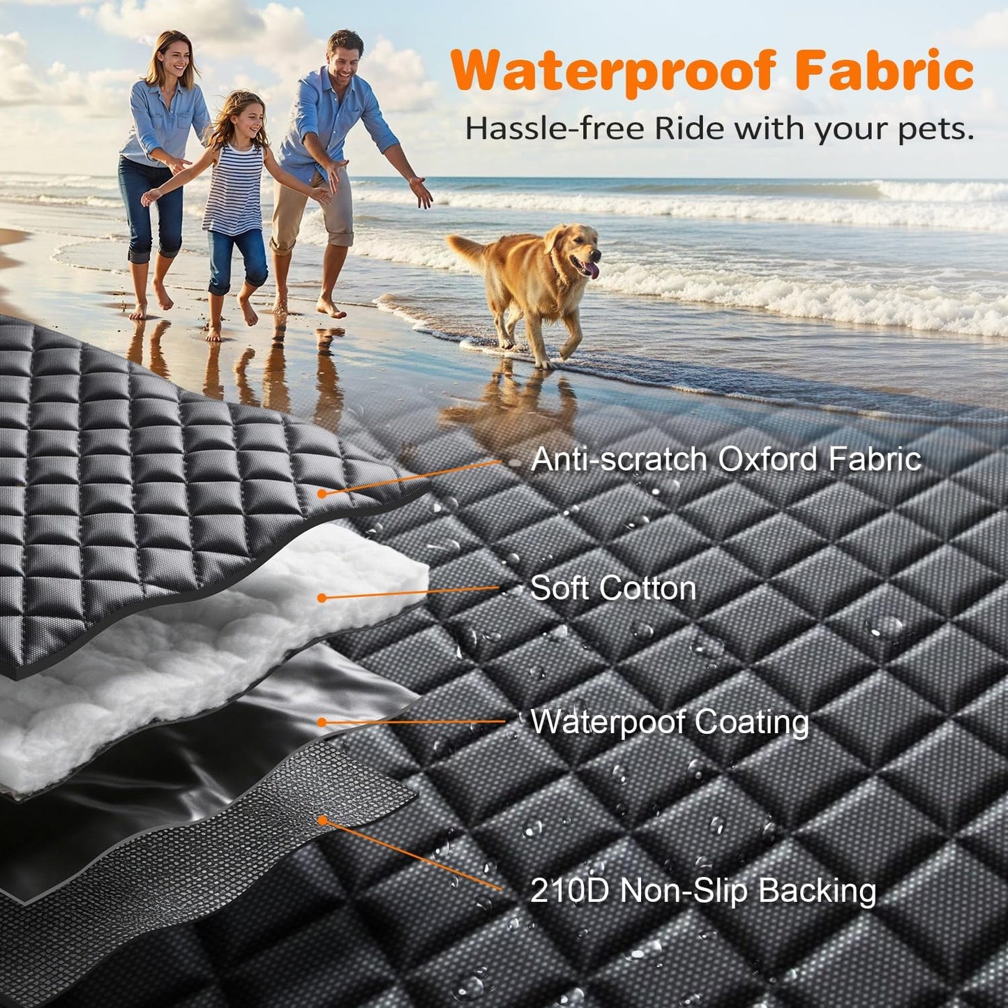 4 in 1 Dog Car Seat Cover for Back Seat, Waterproof