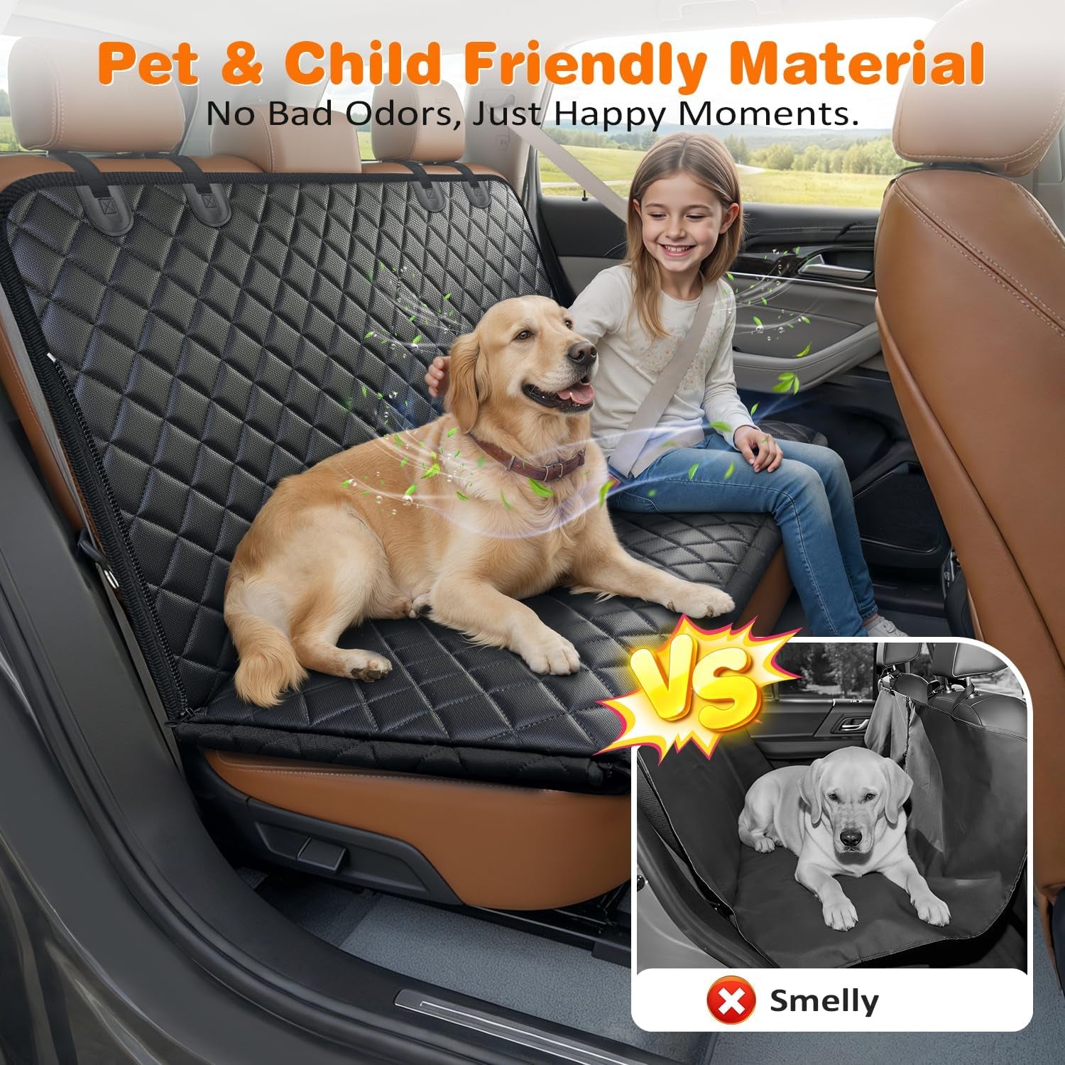 4 in 1 Dog Car Seat Cover for Back Seat, Waterproof