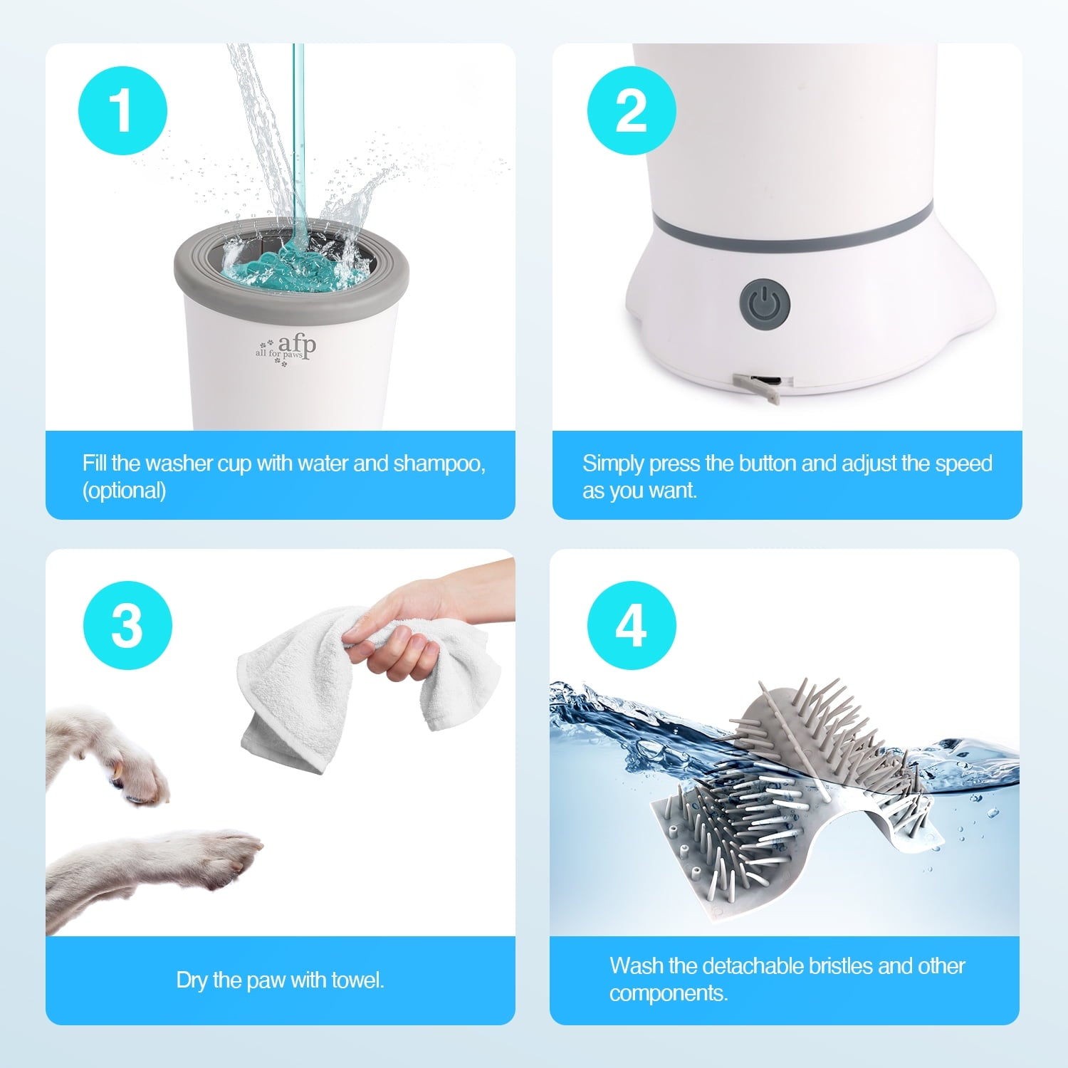 Automatic Dog Paw Washer Cup for Small to Medium-Sized Dogs, USB Rechargeable