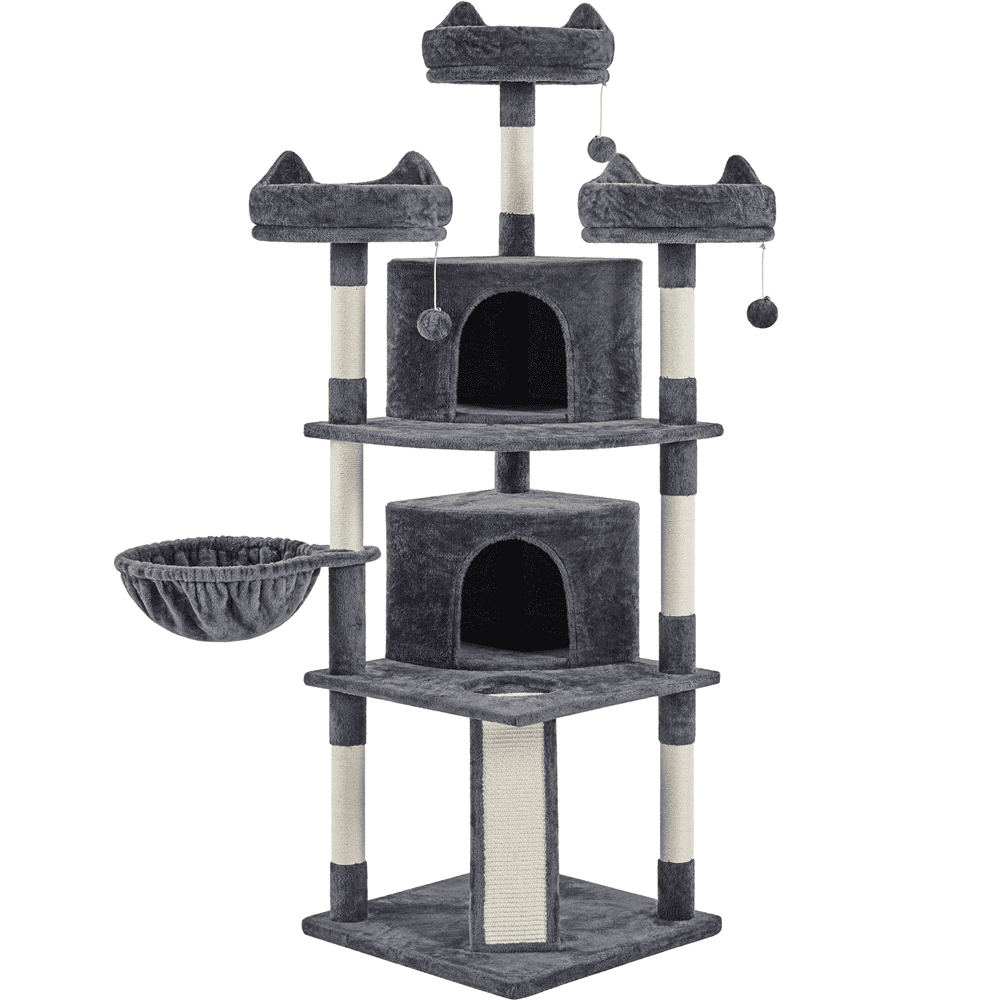 69In Cat Tree Tower with Condos & Scratching Board, Dark Gray