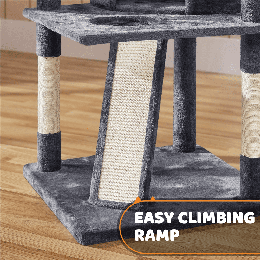 69In Cat Tree Tower with Condos & Scratching Board, Dark Gray