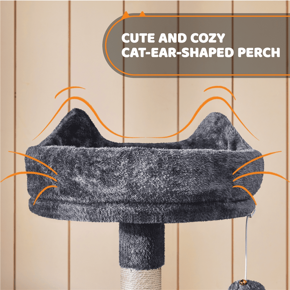 69In Cat Tree Tower with Condos & Scratching Board, Dark Gray